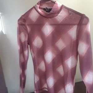 Cute sheer forever21 plaid mock neck top